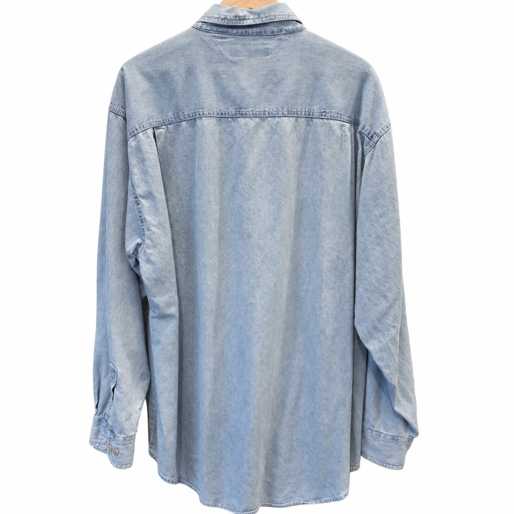 Vintage Newton Trading Co Denim Shirt XXL Light Wash 100% Cotton Button Down - Picture 2 of 3